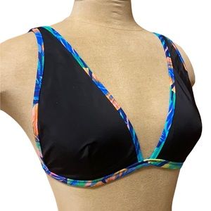 Victoria’s Secret PINK Bikini Top Black Tropical Swimsuit Swim L Large New